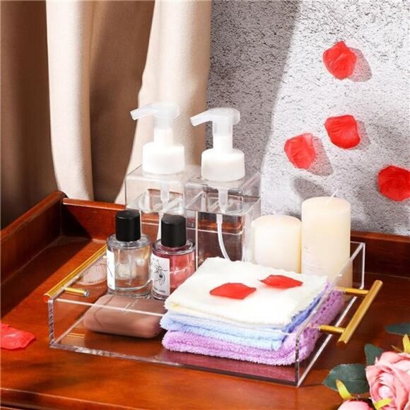 3 Pcs Clear Serving Tray Spill Proof Acrylic Organizer Coffee Table Counter top - Picture 6 of 6